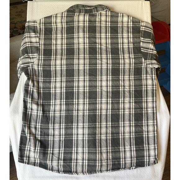 VINTAGE Field & Stream Men Button Up Shirt XL Tall Black Plaid Flannel Western - Picture 10 of 10